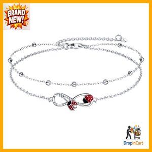 Sterling Silver Ladybug Anklet Minimal Chic Dainty Jewelry Gift for Women